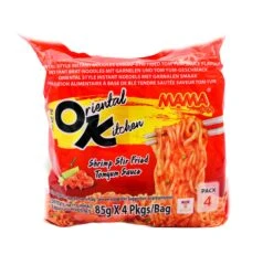Mama Dried Instant Noodles Oriental Kitchen Shrimp Stir Fried Tomyum Sauce Flavour (85g*4Pcs) 340g
