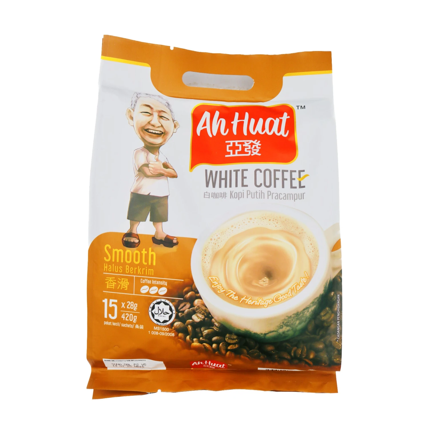 Ah Huat Instant White Coffee 3 In 1 Smooth (28g*15Pcs) 420g 3 Ah Huat Instant White Coffee 3 In 1 Smooth (28g*15Pcs) 420g