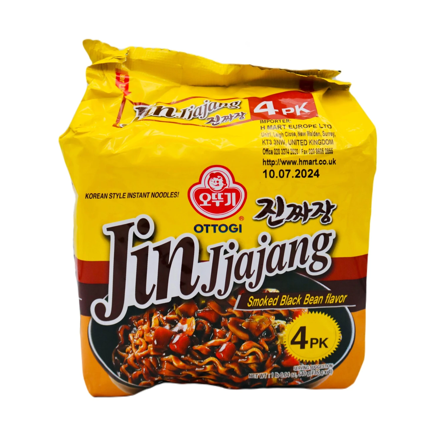 Ottogi Jin Jjajang Ramen Smoked Black Bean Flavour (135g* 4 Packs) 540g 3 Ottogi Jin Jjajang Ramen Smoked Black Bean Flavour (135g* 4 Packs) 540g