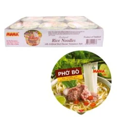 Box Of MAMA Pho Bo Rice Noodles With Artificial Beef Flavour (65g*6Bowls)
