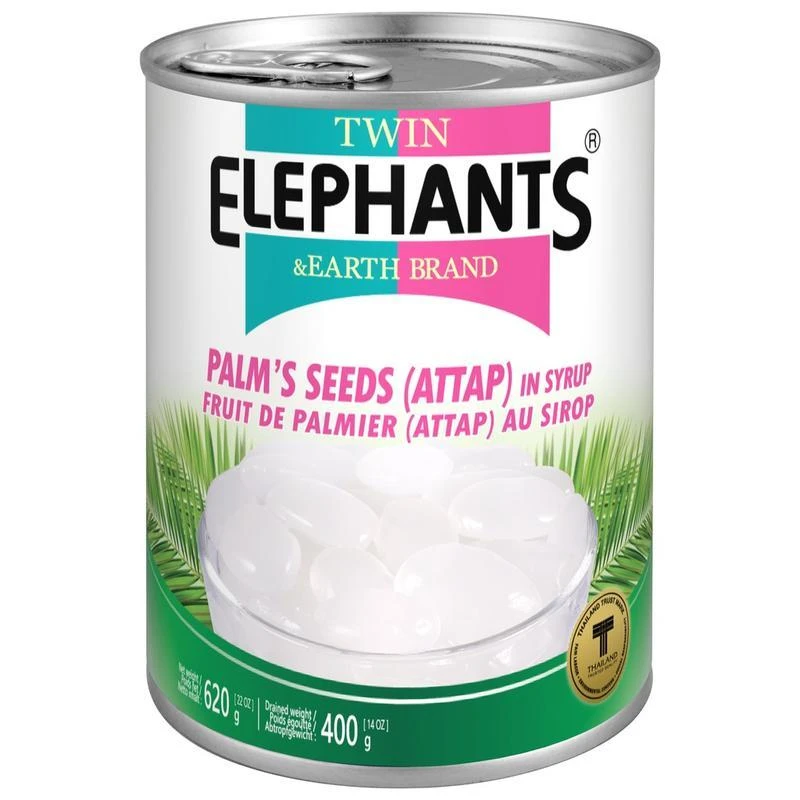 Twin Elephants & Earth Brand Palm Seeds (Attap) In Syrup 620g 3 Twin Elephants & Earth Brand Palm Seeds (Attap) In Syrup 620g