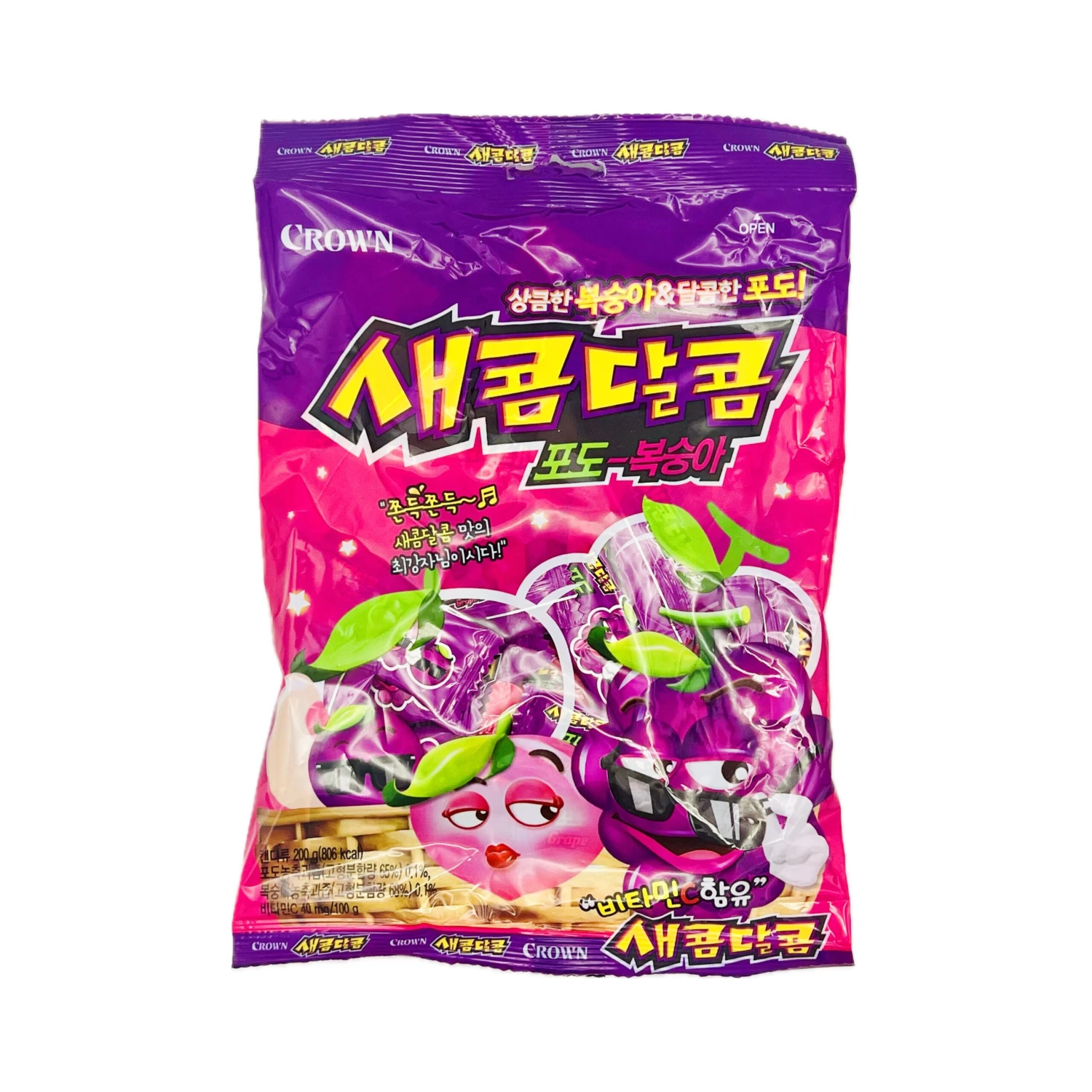 Crown Saekom Dalkom Grape & Peach 200g 3 Crown Saekom Dalkom Grape & Peach 200g