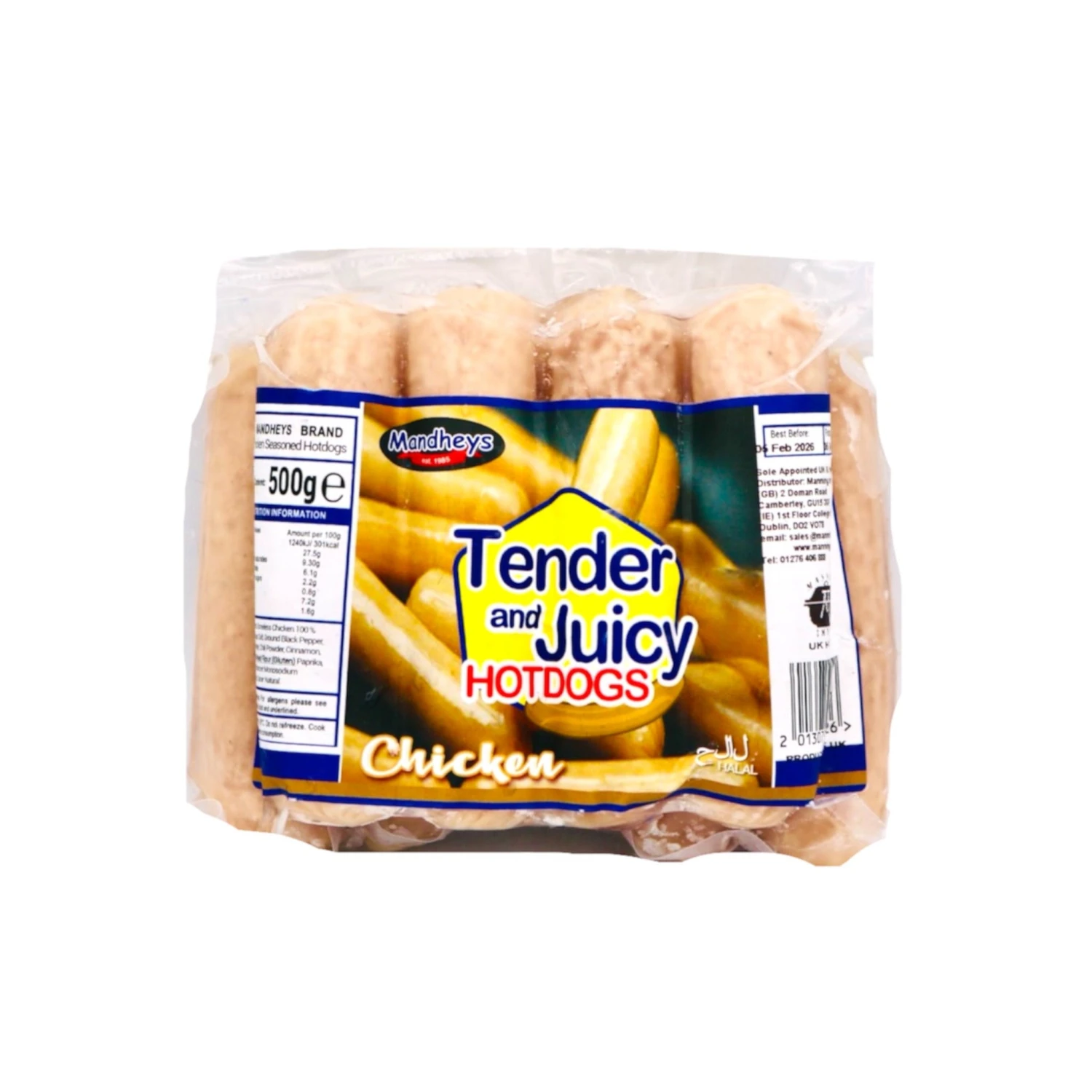 Mandheys Tender & Juicy Chicken Hotdogs 500g (Frozen) 3 Mandheys Tender & Juicy Chicken Hotdogs 500g (Frozen)