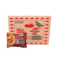 Box Of Lucky Me Pancit Canton Instant Noodles Hot Chilli Flavour (24Packs*60g) (B.B.D 06.06.2025)