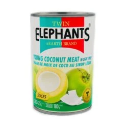 Twin Elephants & Earth Brand Young Coconut Meat In Light Syrup (Slices) 425g